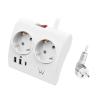 EWENT EW3870 Regleta 2  Shucko 2 Usb-A 1 Usb-C Bl.