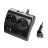 EWENT EW3871 Regleta 2  Shucko 2 Usb-A 1 Usb-C Neg