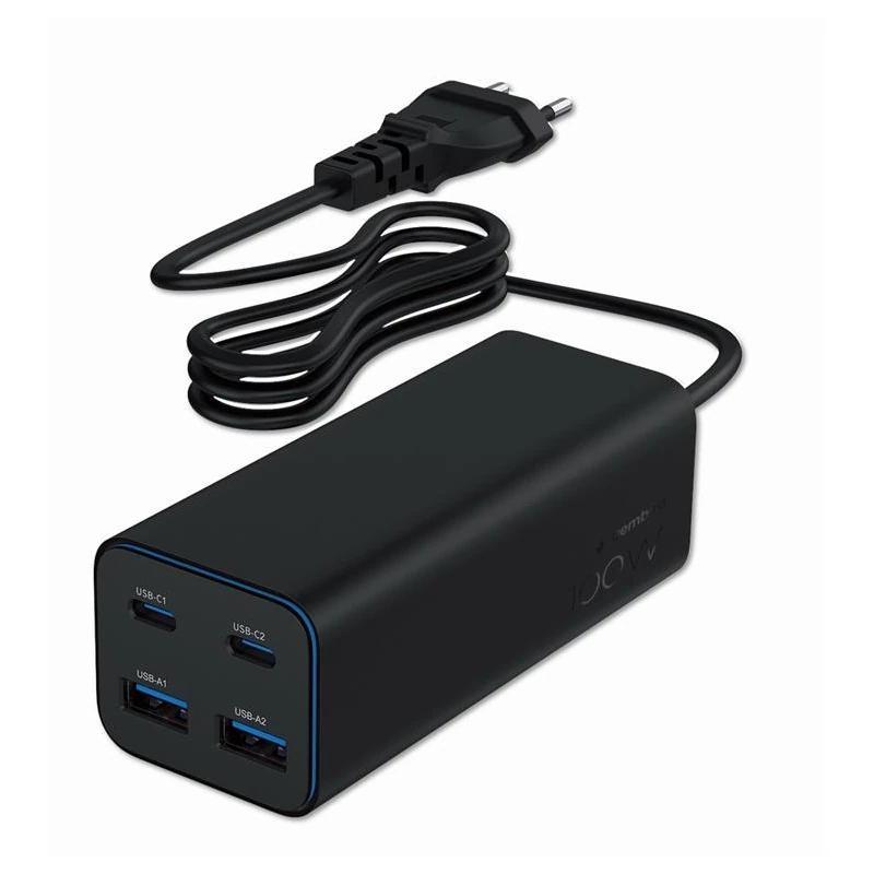 Gembird Cargador rápido USB GaN PD 4 puertos 100 W
