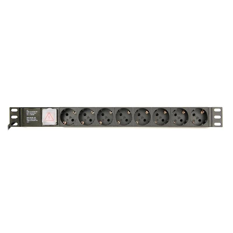 Gembird PDU, 8 tomas Schuko, 1U, 16A, cable de 3 m
