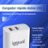 iggual Cargador doble 2xUSB carga rápida QC3.0 30W