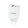 Tooq Cargador pared GAN USB-C/PD+USB-A/QC 45W