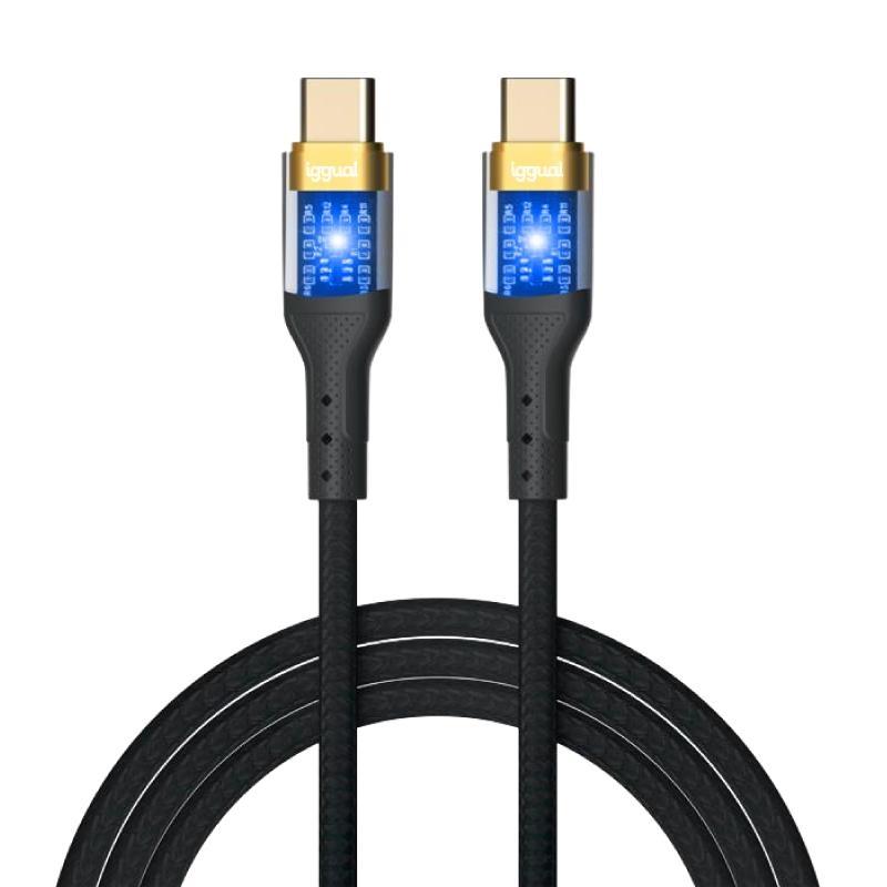 iggual Cable USB-C a tipo C 3A 100 cm trenzado LED
